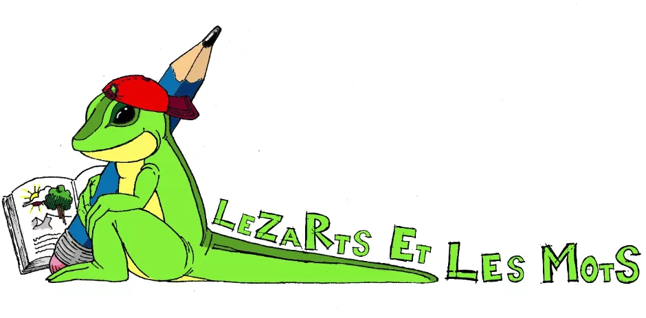 Association Lézart et les mots représentant un lézard tenant un crayon