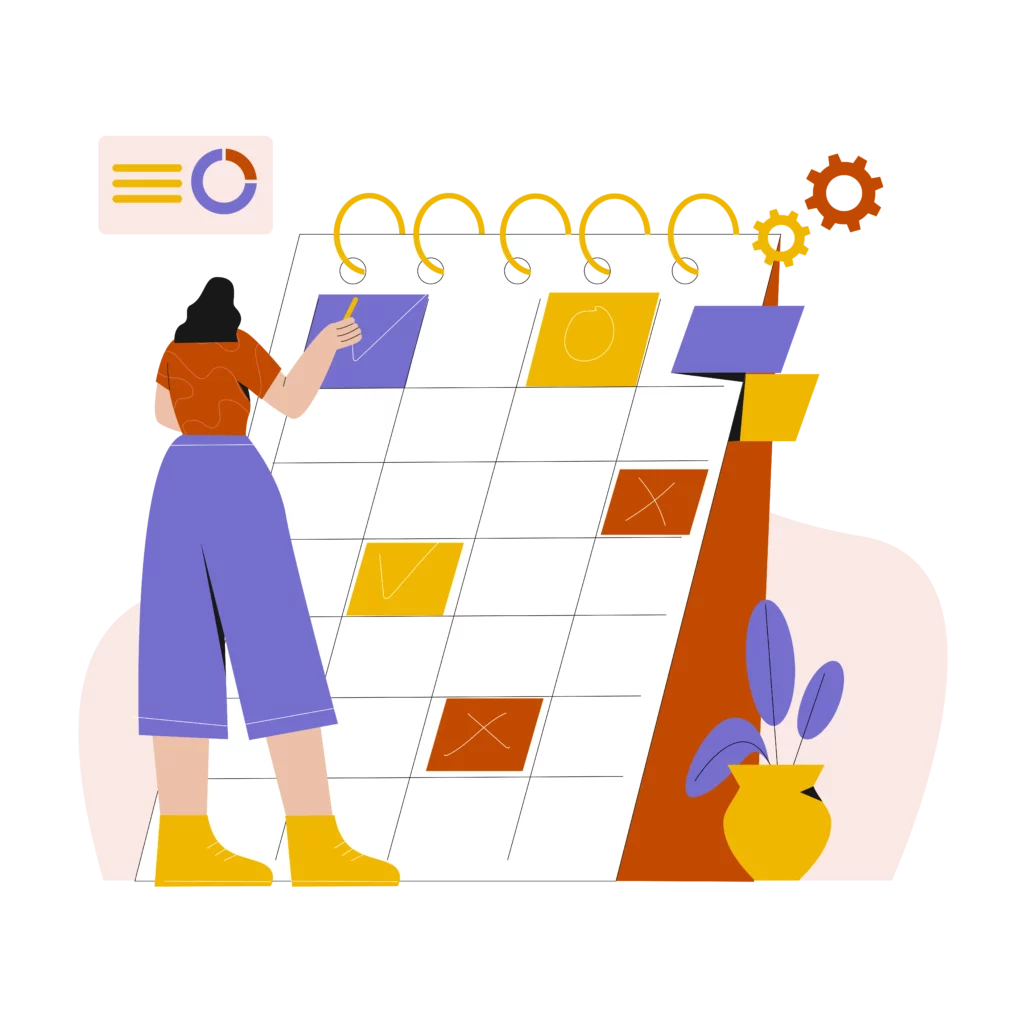 Établissez un emploi du temps réaliste en allouant suffisamment de temps pour étudier, réviser, travailler sur les projets et vous détendre. Respectez votre emploi du temps autant que possible mais on ne se met pas non plus une pression d'enfer. Prenez le temps de faire les choses.